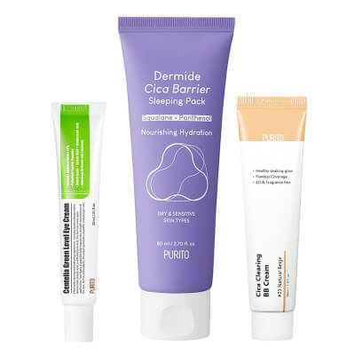 Purito Cream Set ZESTAW Krem BB cica (23 Natural Beige) 30 ml + Krem na noc 80 ml + Krem pod oczy 30 ml