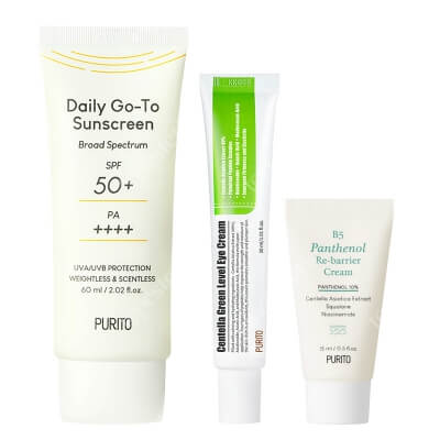 Purito Daily Go ZESTAW Krem SPF 50 60 ml + Krem pod oczy 30 ml + Regenerujący krem z pantenolem 15 ml
