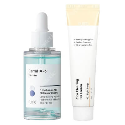 Purito DermHA-3 Serum + Cica Clearing BB Cream ZESTAW Serum intensywnie nawadniające 50 ml + Krem BB cica (21 Light Beige) 30 ml