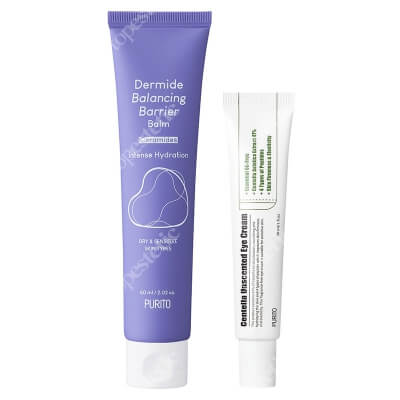 Purito Dermide Balancing Barrier Balm + Centella Unscented Eye Cream ZESTAW Krem do twarzy z ceramidami 60 ml + Krem do pielęgnacji okolicy oczu 30 ml