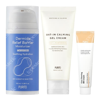 Purito Face Care ZESTAW Żel - krem 100 ml + Krem z ceramidami 100 ml + Krem BB cica (23 Natural Beig