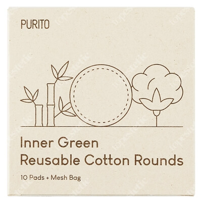 Purito Inner Green Reusable Cotton Rounds Wielorazowe płatki kosmetyczne bambusowo - bawełniane 10 szt