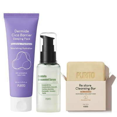 Purito Night Ritual ZESTAW Odżywcza kostka do mycia 100 g + Serum 60 ml + Krem na noc 80 ml