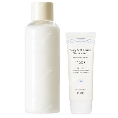 Purito Oat-in Silky Toner + Daily Soft Touch Sunscreen ZESTAW Toner 200 ml + Krem przeciwsłoneczny 60 ml