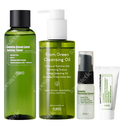 Purito Power Skin ZESTAW Toner wygładzający 200 ml + Serum 15 ml + Krem regenerujący 12 ml + Olejek oczyszczający 200 ml