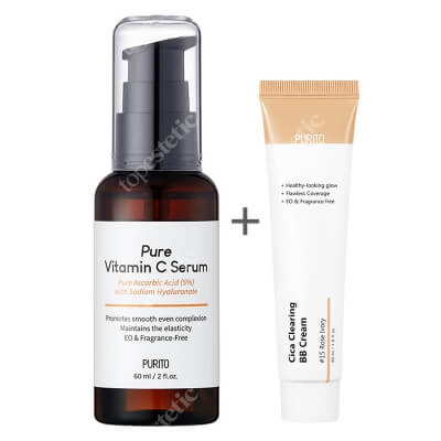 Purito Pure Vitamin C Serum + Cica Clearing BB Cream ZESTAW Serum z witaminą C 60 ml + Krem BB (15 Rose Ivory) 30 ml