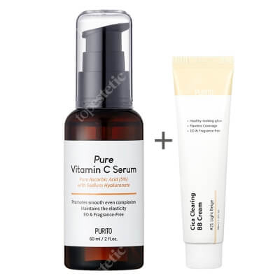 Purito Pure Vitamin C Serum + Cica Clearing BB Cream ZESTAW Serum z witaminą C 60 ml + Krem BB cica (21 Light Beige) 30 ml