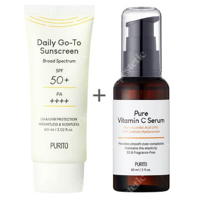 Purito Pure Vitamin C Serum + Daily Go - To Sunscreen SPF50 ZESTAW Serum z witaminą C 60 ml + Krem z filtrem przeciwsłonecznym SPF50 60 ml