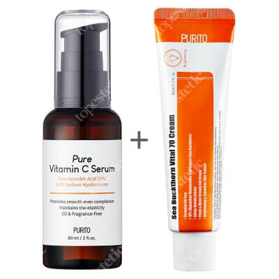 Purito Pure Vitamin C Serum + Sea Buckthorn Vital 70 Cream ZESTAW Serum z witaminą C 60 ml + Krem rewitalizujący na bazie rokitnika 50 ml