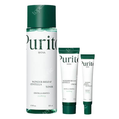 Purito Seoul Calming Set ZESTAW Łagodzący toner 200 ml + Krem do pielęgnacji okolicy oczu 30 ml + Łagodzący krem 50 ml