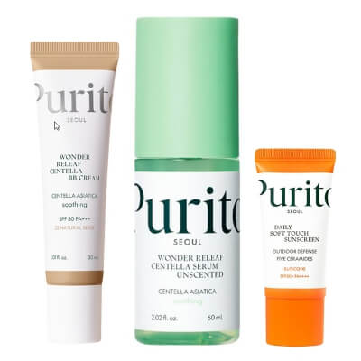Purito Seoul Daily Soft Skin ZESTAW Serum 60 ml + Krem SPF 50 15 ml + Krem BB SPF 30 PA+++ ( kolor 23 Natural Beige) 30 ml