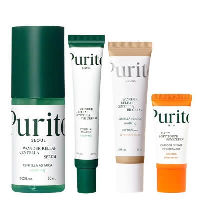 Purito Seoul Favorite Set ZESTAW Serum 60 ml + Krem do pielęgnacji okolicy oczu 30 ml + Krem SPF 50 15 ml + Krem BB SPF 30 PA+++ ( kolor 23 Natural Beige) 30 ml