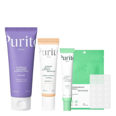 Purito Seoul Wonder Luminous Skin ZESTAW Krem do pielęgnacji okolicy oczu 30 ml + Plastry do stosowania punktowo 51 szt + Krem BB 30 ml + Krem na noc 100 ml