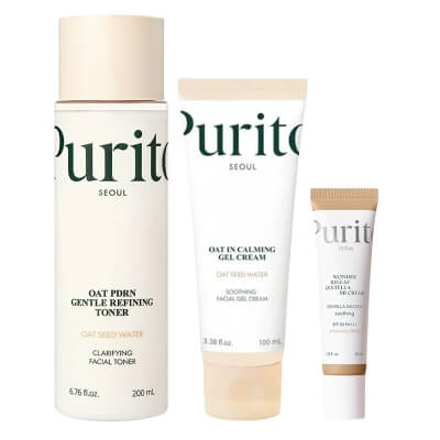 Purito Seoul Wonder Releaf Care ZESTAW Krem BB SPF 30 PA+++ ( kolor 23 Natural Beige) 30 ml + Łagodzący żel-krem z owsem 100 ml + Tonik do twarzy 200 ml