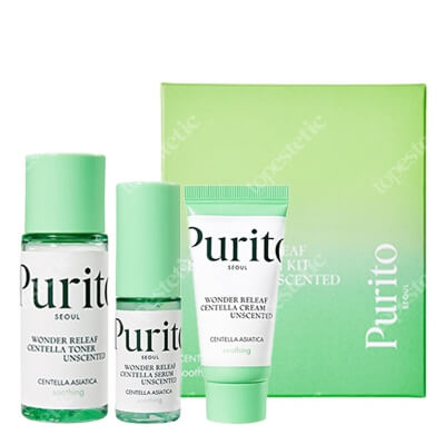 Purito Seoul Wonder Releaf Centella Mini Kit Unscented ZESTAW Serum 15 ml + Toner 30 ml + Krem 15 ml