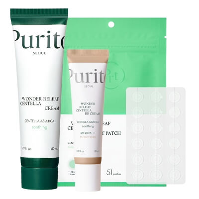 Purito Seoul Wonder Releaf ZESTAW Krem BB SPF 30 PA+++ ( kolor 21 Light Beige) 30 ml + Łagodzący krem 50 ml + Plastry do stosowania punkowo 51 szt