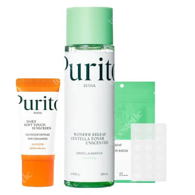 Purito Seoul Wonder Skin Set ZESTAW Plastry do stosowania punktowo 51 szt + Toner 200 ml + Krem SPF 50 15 ml