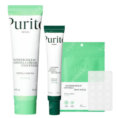 Purito Seoul Wonder Skin ZESTAW Krem do pielęgnacji okolicy oczu 30 ml + Krem do twarzy 50 ml + Plastry do stosowania punktowo 51 szt