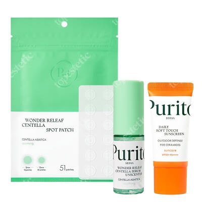 Purito Seoul Wonder Skin ZESTAW Serum 15 ml + Krem SPF 50 15 ml + Plastry do stosowania punktowo 51 szt