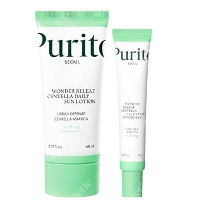 Purito Seoul Wonderfull Skin ZESTAW Krem przeciwsłoneczny SPF50+ PA++++, 60 ml + Krem do pielęgnacji okolicy oczu 30 ml