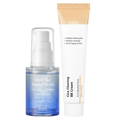 Purito Serum + BB Cream ZESTAW Głęboko nawilżające serum z kompleksem morskim 30 ml + Krem BB (13 Neutral Ivory) 30 ml