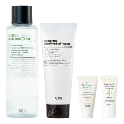 Purito Skin Care Set ZESTAW Pianka myjąca 150 ml + Toner 200 ml + Krem SPF 50 15 ml + Krem z pantenolem 15 ml