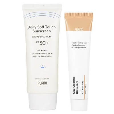 Purito Sunscreen And BB Cream ZESTAW Krem przeciwsłoneczny z ceramidami 60 ml + Krem BB (15 Rose Ivory) 30 ml