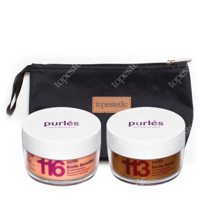 Purles 113 Exotic Scrub + 116 Exotic Smoothie ZESTAW Egzotyczny peeling solny 160 ml + Egzotyczny krem do ciała 160 ml + Kosmetyczka