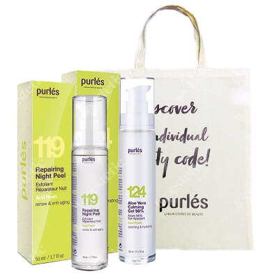 Purles 119 Repairing Night Peel + 124 Aloe Vera Calming Gel 98% + Torba Purles ZESTAW Odnawiający krem eksfoliujący 50 ml + Kojący żel aloesowy 50 ml + Torba gratis