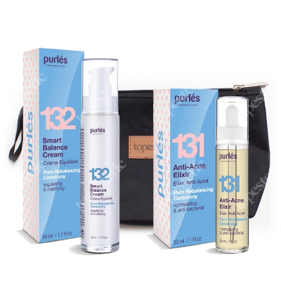 Purles 131 Anti-Acne Elixir + 132 Smart Balance Cream ZESTAW Elixir przeciwtrądzikowy 30 ml + Krem balansujący 50 ml + Kosmetyczka