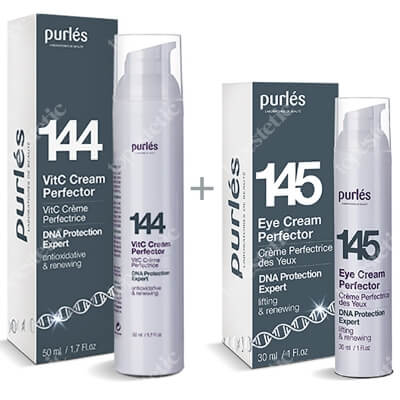 Purles 144 VitC Cream Perfector + 145 Eye Cream Perfector ZESTAW Krem do twarzy 50 ml + Krem pod oczy 30 ml + Kosmetyczka