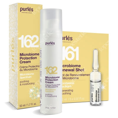 Purles 161 Microbiome Renewal Shot + 162 Microbiome Protection Cream ZESTAW Ampułki odnawiające 5 x 2 ml + Nawilżająco - łagodzący krem 50 ml
