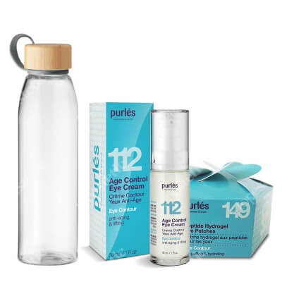 Purles Age Control Eye Set + EKO Butelka GRATIS ZESTAW Płatki peptydowe pod oczy 60 szt + Krem na okolice oczu 30 ml + Butelka 500 ml