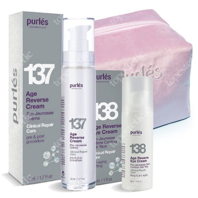 Purles Age Reverse Set + Kosmetyczka Purles GRATIS ZESTAW Krem odmładzający 50 ml + Krem na okolice oczu 30 ml + Kosmetyczka welurowa 1 szt