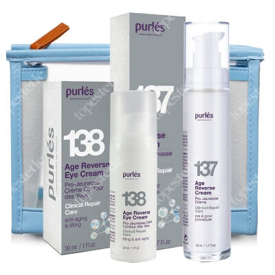 Purles Age Reverse Set ZESTAW Odmładzający krem na okolice oczu 30 ml + Krem naprawczy 50 ml + Kosmetyczka 1 szt