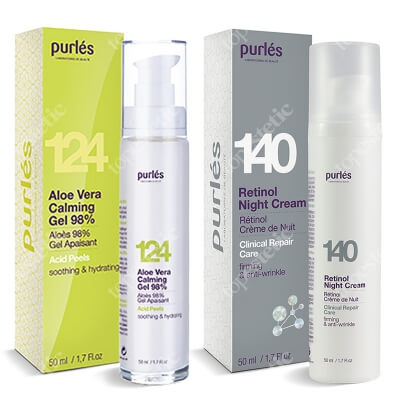 Purles Aloe Vera Calming Gel 98% + Retinol Night Cream 0,5% ZESTAW Kojący żel aloesowy 50 ml + Krem z retinolem na noc 0,5% 50 ml