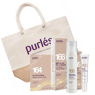 Purles Beauty LiftoLogy Box ZESTAW Krem pod oczy 15 ml + Krem do twarzy 50 ml + Maska 1 szt + Torba plażowa gratis