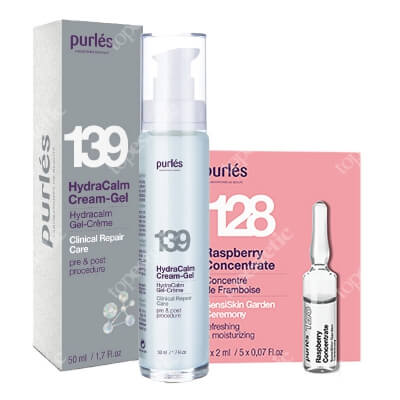 Purles Calming Set ZESTAW Nawilżająco-łagodzący krem-żel 50 ml + Koncentrat malinowy 5 x 2 ml