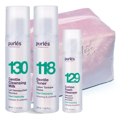 Purles Cleansing Set + Kosmetyczka Purles GRATIS ZESTAW Mleczko 200 ml + Pianka 125 ml + Tonik 200 ml + Kosmetyczka welurowa 1 szt