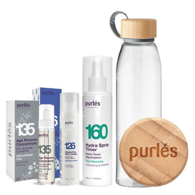 Purles Moisturizing and Regenerating Set + EKO Butelka GRATIS ZESTAW 160 Tonik 200 ml + 135 Koncentrat 30 ml + 126 Krem hyalurOxy 50 ml + Butelka 500 ml