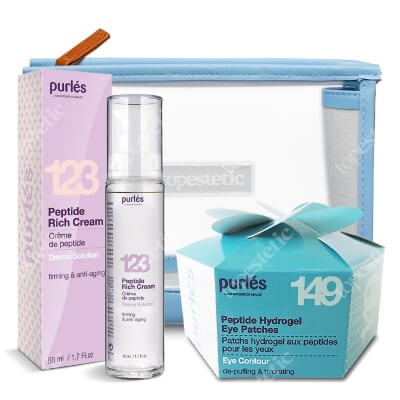 Purles Peptide Care Set ZESTAW Płatki peptydowe pod oczy 60 szt + Odżywczy krem peptydowy 50 ml + Kosmetyczka 1 szt