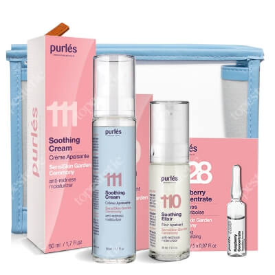 Purles Soothing Set ZESTAW Eliksir 30 ml + Krem 50 ml + Koncentrat malinowy 5 x 2 ml + Kosmetyczka 1 szt