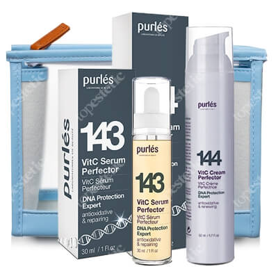 Purles VitC Set ZESTAW Serum 30 ml + Krem do twarzy 50 ml + Kosmetyczka 1 szt