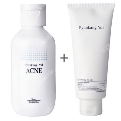 Pyunkang Yul Cleansing Foam + ACNE Toner ZESTAW Oczyszczająca pianka do twarzy 150 ml + Przeciwtrądzikowy, oczyszczający toner do twarzy 150 ml