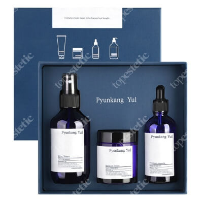 Pyunkang Yul Skin Set Mist Toner + Moisture Cream + Moisture Ampoule ZESTAW Chłodzący tonik do twarzy w mgiełce 200 ml + Nawilżający krem pod makijaż 100 ml + Ampułka zwiększająca wilgotność skóry 100 ml