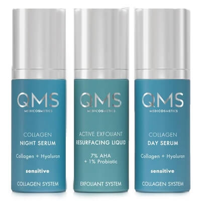 QMS Day And Night 3-Step Core Routine Set Sensitive Zestaw do 3-etapowej kolagenowej pielęgnacji 3x30 ml