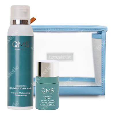 QMS Favorite Set ZESTAW Peeling kwasowy z 10% AHA i probiotykami 30 ml + Nawilżająca maska w piance z witaminami ACE 150 ml + Przezroczysta 1 szt