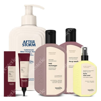 Resibo Body and Hair Care Set I ZESTAW Peeling 100 ml + Wcierka 90 ml + Szampon 250 ml + Odżywka 250 ml + Żel pod prysznic 350 ml