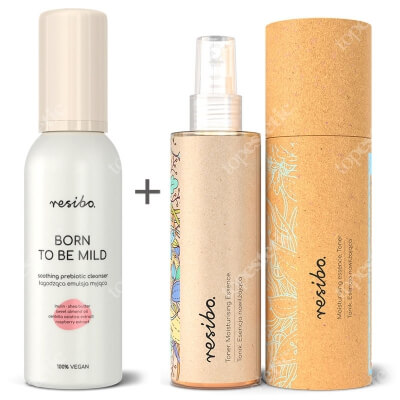 Resibo Born To Be Mild Soothing Prebiotic Cleanser + Moisturizing Essence ZESTAW Łagodząca emulsja myjąca 150 ml + Tonik. Esencja nawilżająca 150 ml
