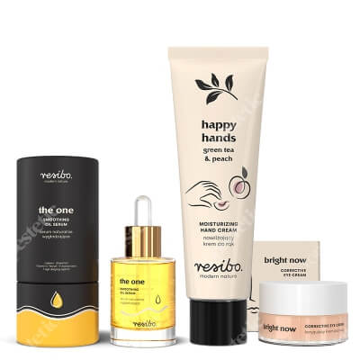 Resibo Bright Now + The One + Krem do rąk GRATIS ZESTAW Krem pod oczy 15 ml + Serum wygładzające 30 ml + Krem do rąk - zielona herbata i brzoskwinia 50 ml